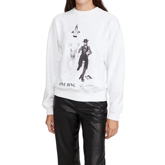 ANINE BING Ramona Sweatshirt AB x TO B White Pullover - Picture 5 of 14